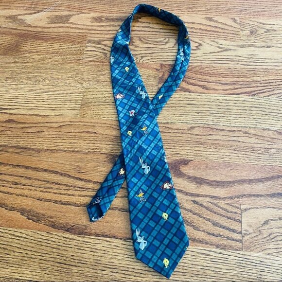 Vintage Looney Tunes Mania Necktie Bugs Bunny Tweety Silvester Taz Duffy - Picture 10 of 12